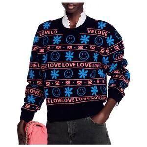 Sandro Barnabe Smiley Jacquard Sweater